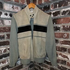 Vintage Men’s Bronzini Suede and Knit Long Sleeve Full Zip Jacket